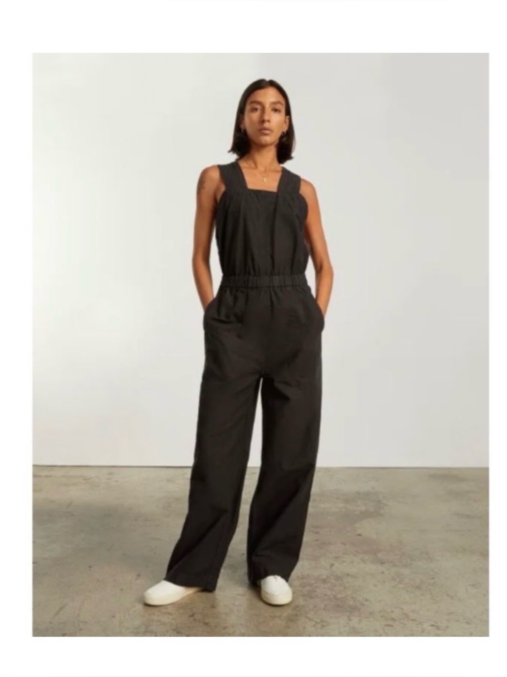 NWT Everlane The Fatigue Apron Jumpsuit in Black Size 8
